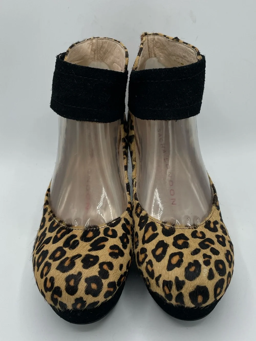 Sasha London Vera Leopard Print Fur  Block Heel Mary Jane Shoes.